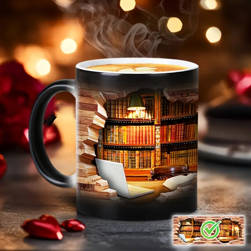 Magical Bookshelf Heat-Reveal Ceramic Mug