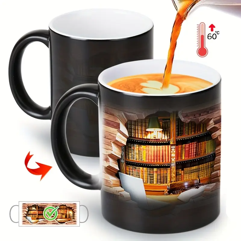 Magical Bookshelf Heat-Reveal Ceramic Mug