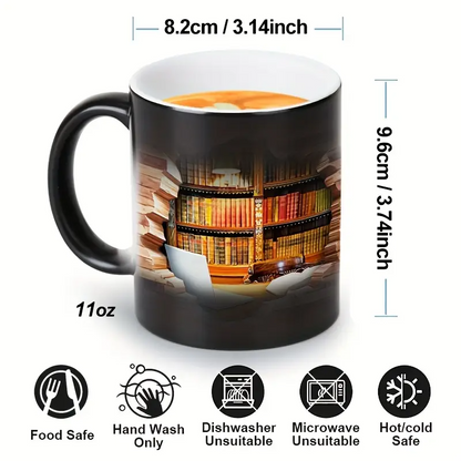 Magical Bookshelf Heat-Reveal Ceramic Mug
