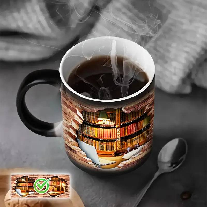 Magical Bookshelf Heat-Reveal Ceramic Mug