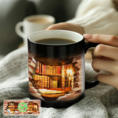 Magical Bookshelf Heat-Reveal Ceramic Mug