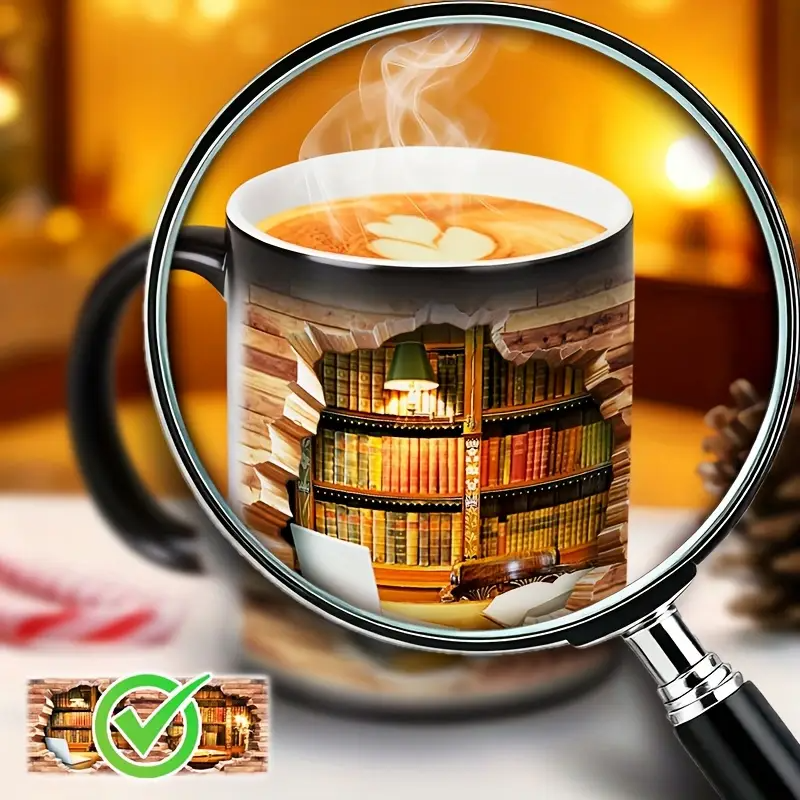 Magical Bookshelf Heat-Reveal Ceramic Mug