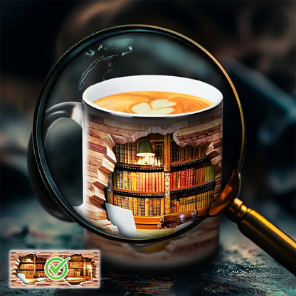 Magical Bookshelf Heat-Reveal Ceramic Mug