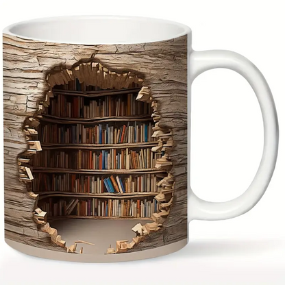 Magic Heat-Changing Library View Mug - Disappearing Bookshelf Coffee Cup